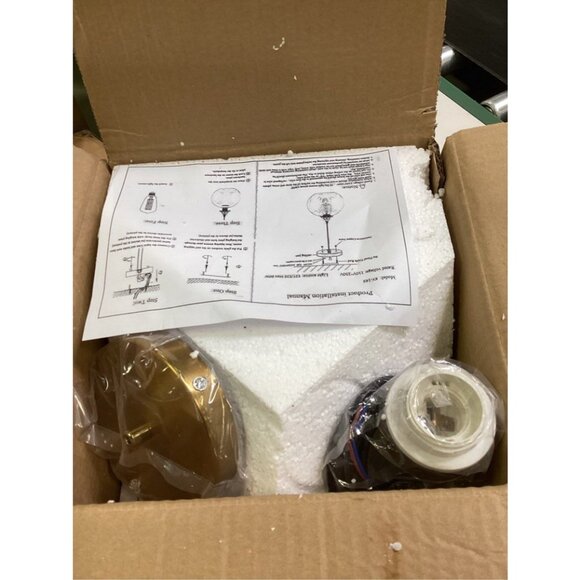 NEW Ripple Glass Pendant Light Gold Finish Industrial Vintage Ceiling Globe - Picture 4 of 4